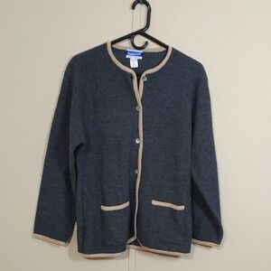 VTG Pendleton Gray Wool Cardigan Sweater, Size Large